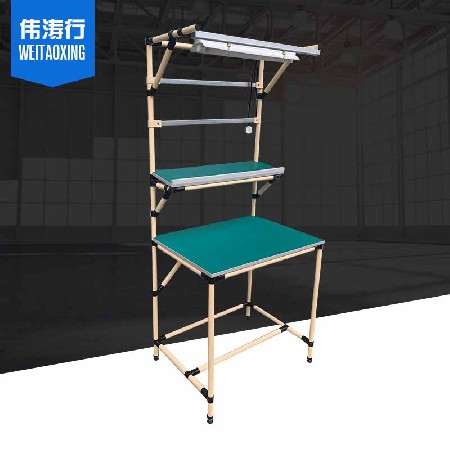 單工位工作臺米黃色精益管防靜電木板實(shí)驗(yàn)臺電子車間流水線操作臺