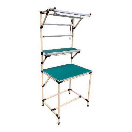 單工位工作臺米黃色精益管防靜電木板實(shí)驗(yàn)臺電子車間流水線操作臺